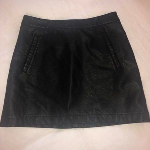 Black leather mini skirt
